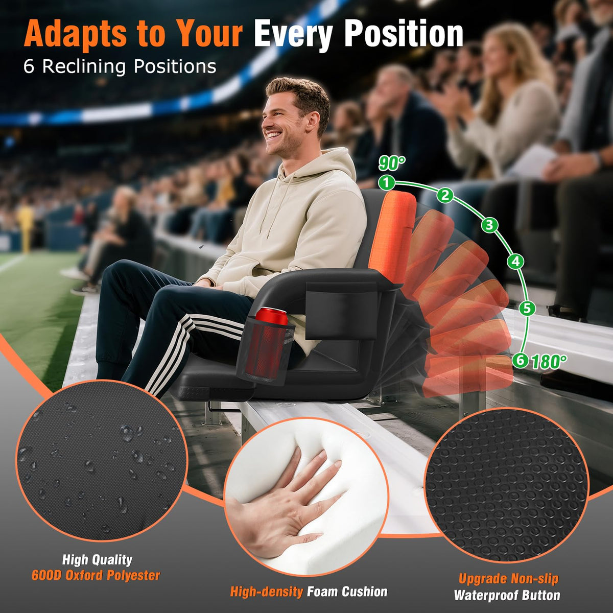 Heated Stadium Seat with Back Support Y3056