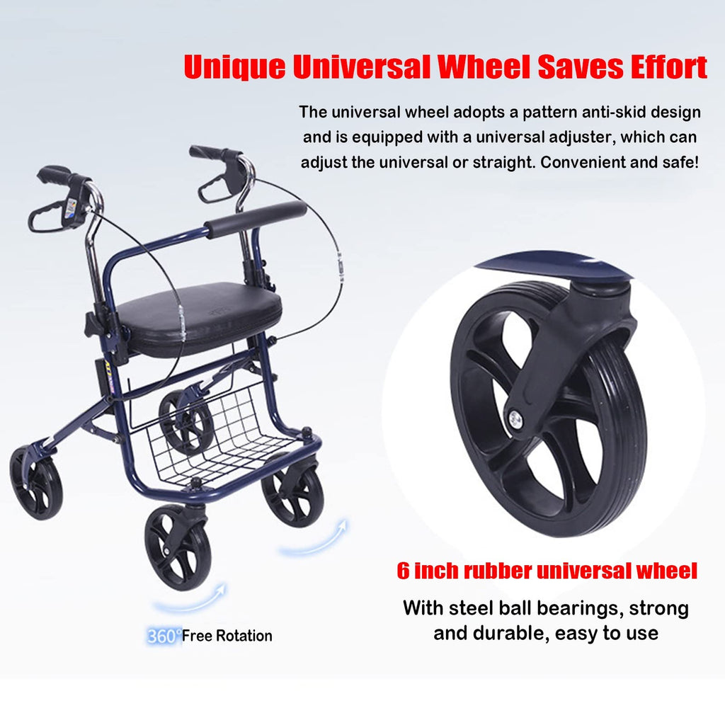 Upright Folding Rollator Walker with Seat A6794