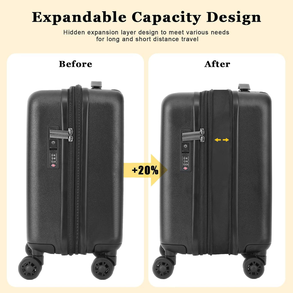 Expandable 16 Inch Underseat Carry On Luggage G9015