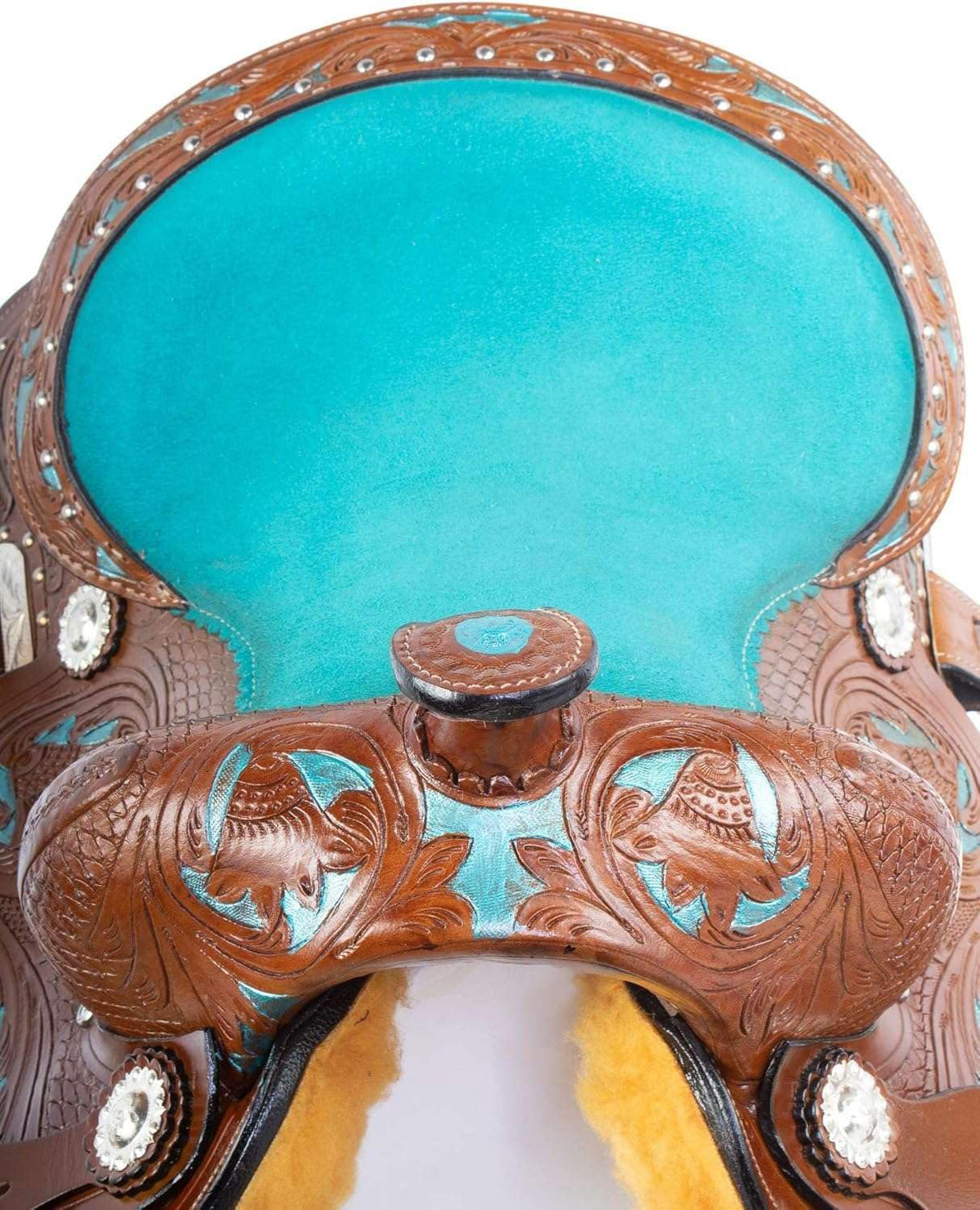 Leather Barrel Saddle with Headstall, Reins and Breast Collar V886836