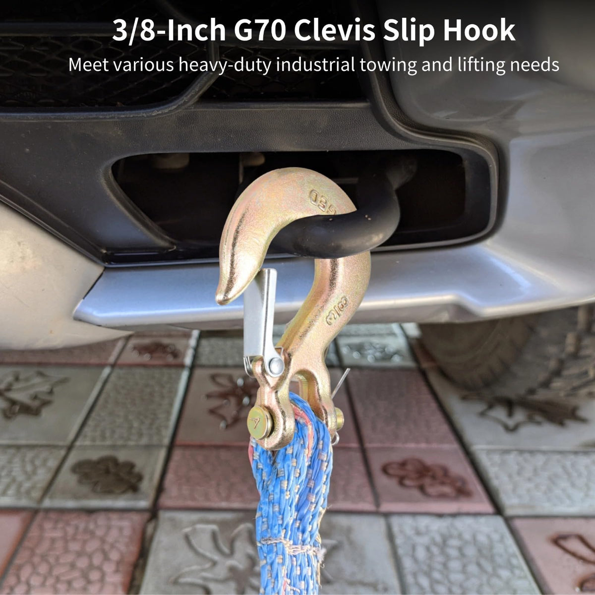 4 Pack 3/8-Inch Grade 70 Steel Clevis Slip Hooks with Safety Latch R89760
