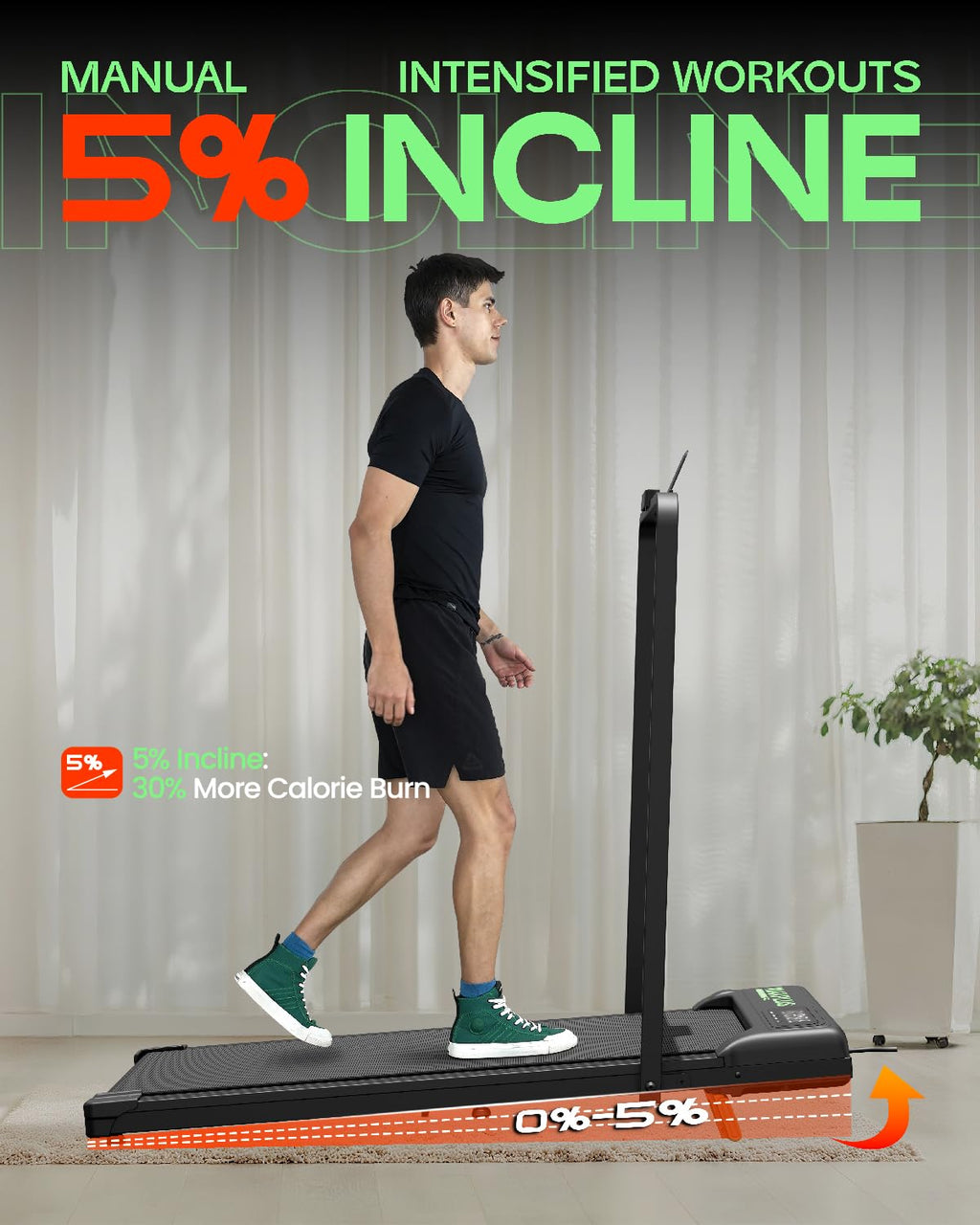 Folding Walking Pad with Incline, 2 in 1 Portable Under Desk Treadmill F912