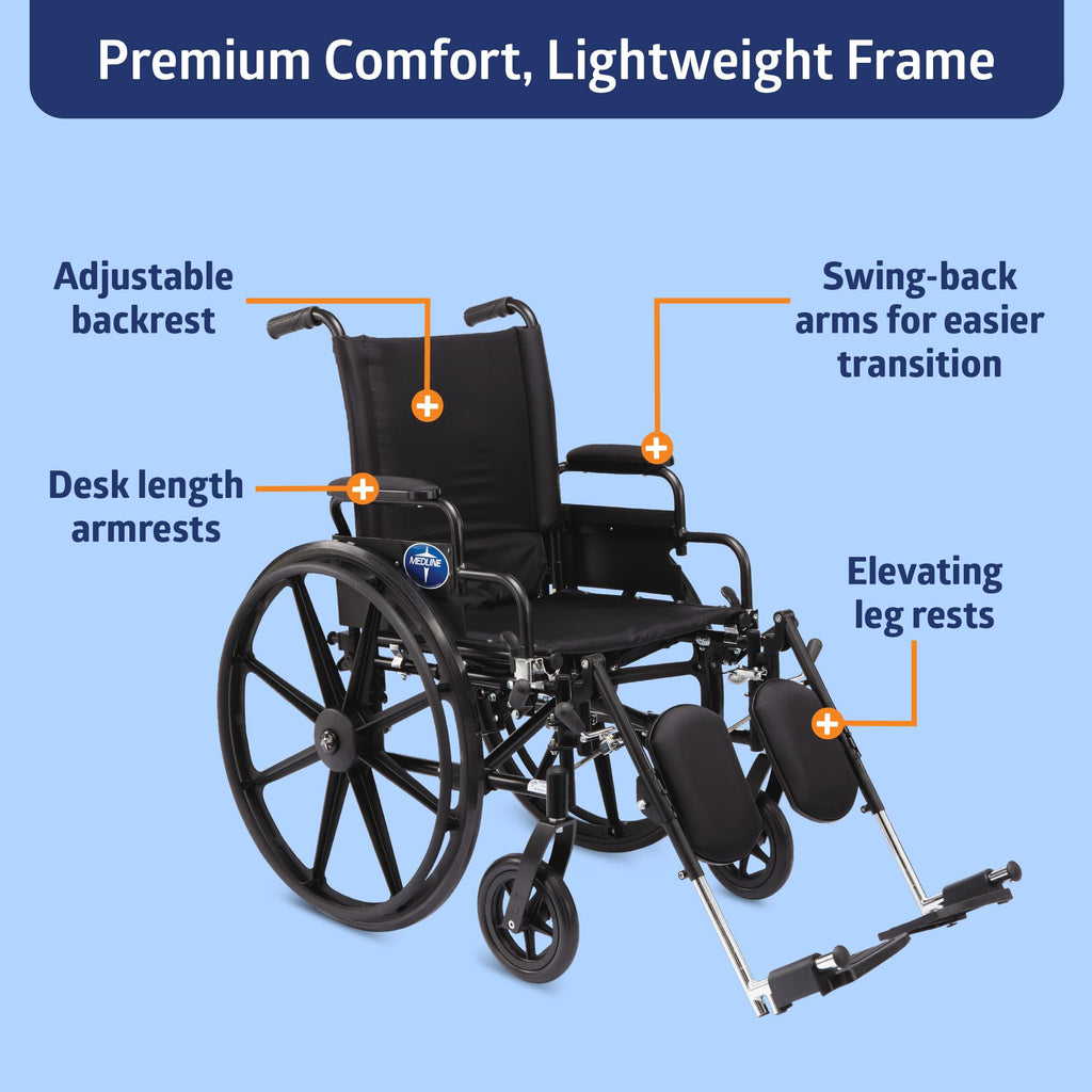 Lightweight Wheelchair with 18" Wide Seat and 300 lb. Weight Capacity J895324