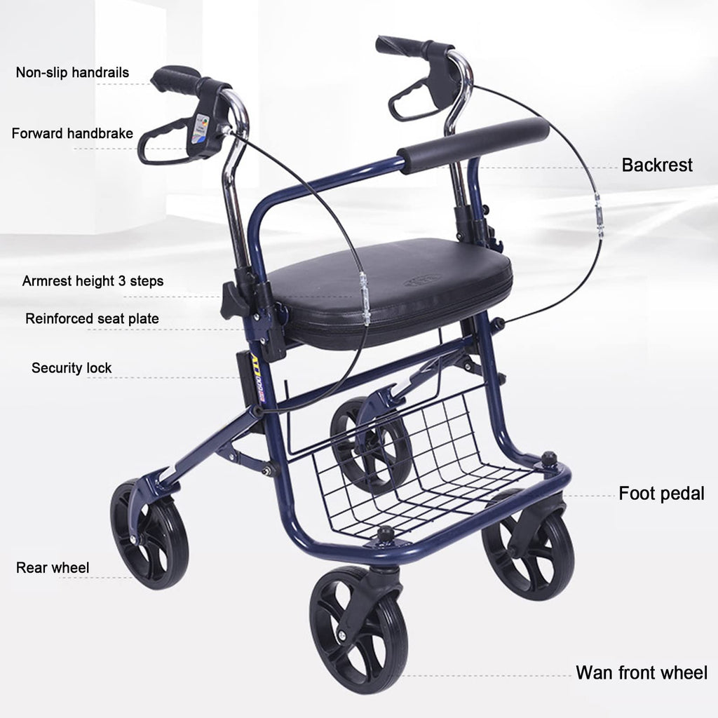 Upright Folding Rollator Walker with Seat A6794