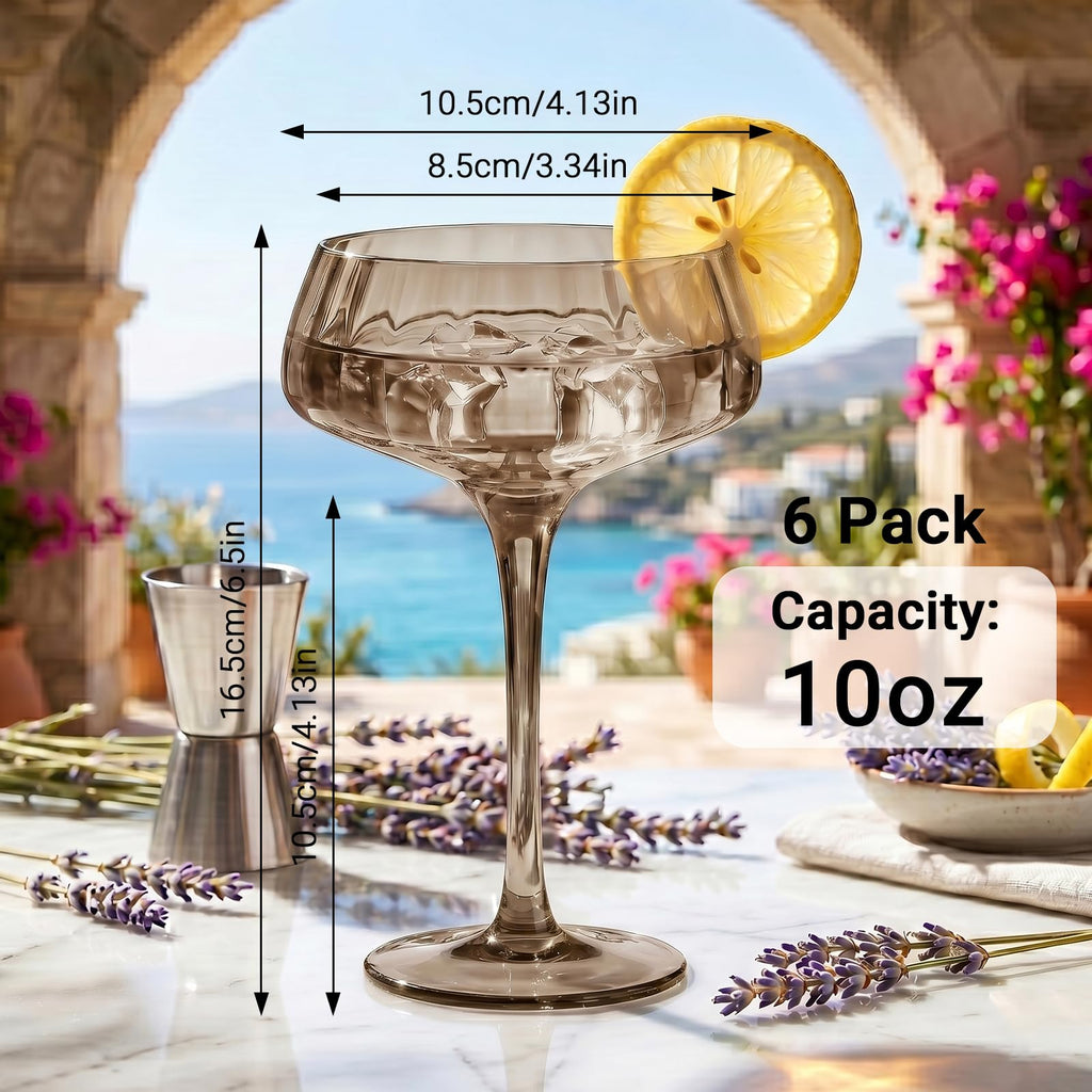 Smoke Gray Coupe Glasses Set of 6 L951649