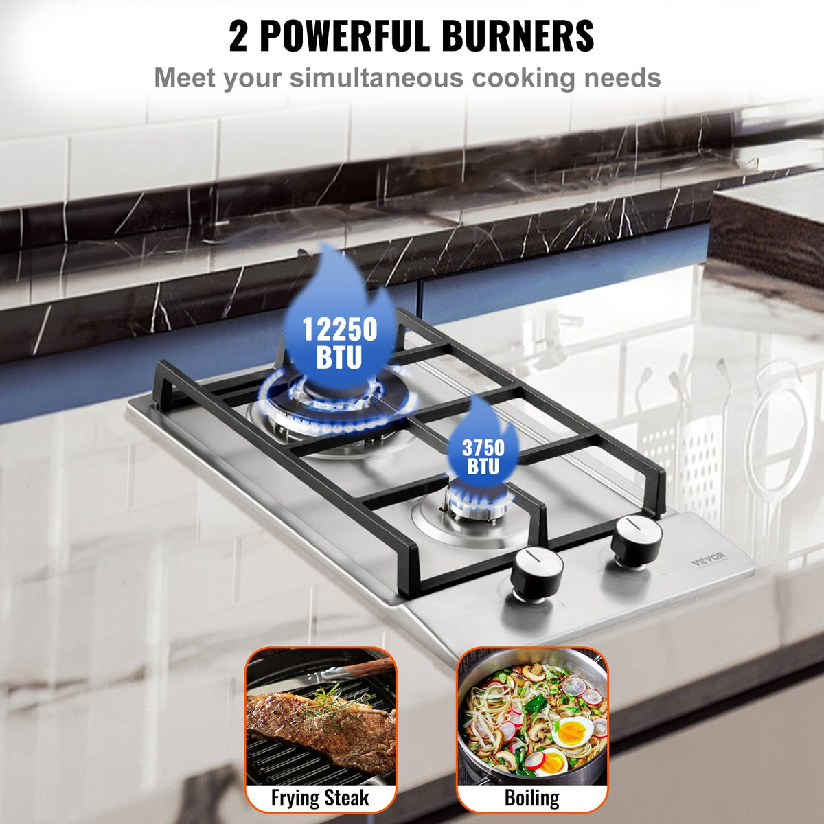 12 inch 2 Burners Stainless Steel Gas Cooktop V8754