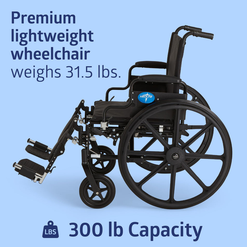 Lightweight Wheelchair with 18" Wide Seat and 300 lb. Weight Capacity J895324