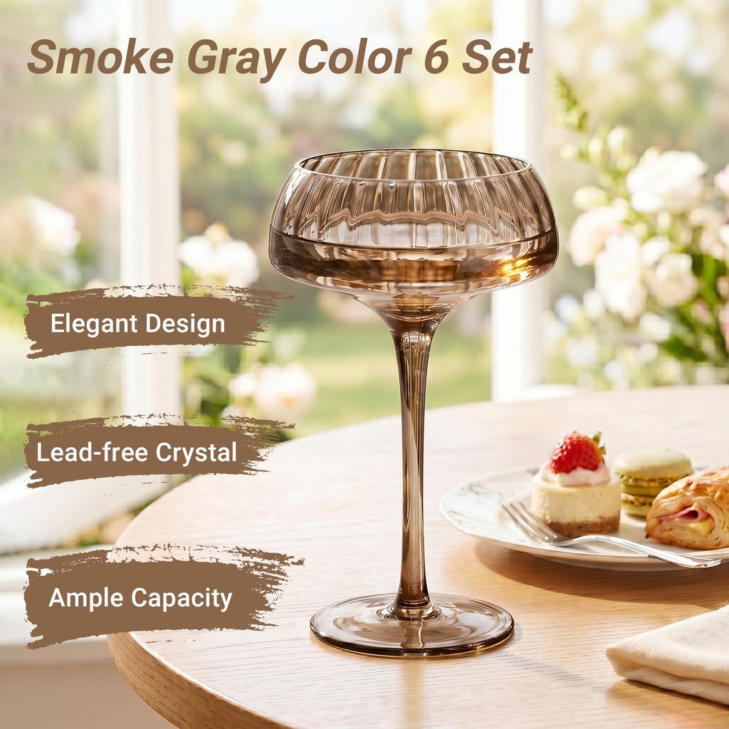 Smoke Gray Coupe Glasses Set of 6 L951649