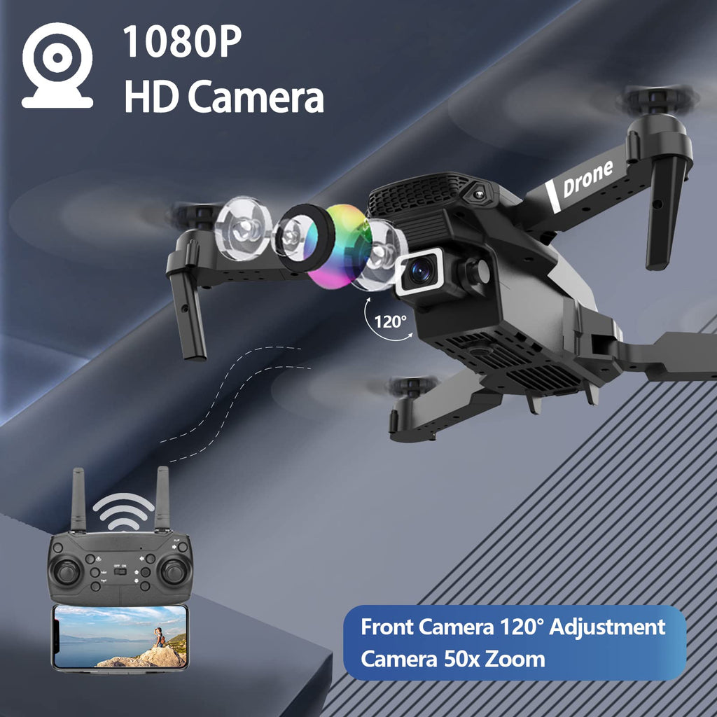 Foldable RC Quadcopter Drone with 1080P Camera, 2 Batteries, Carrying Case O137520