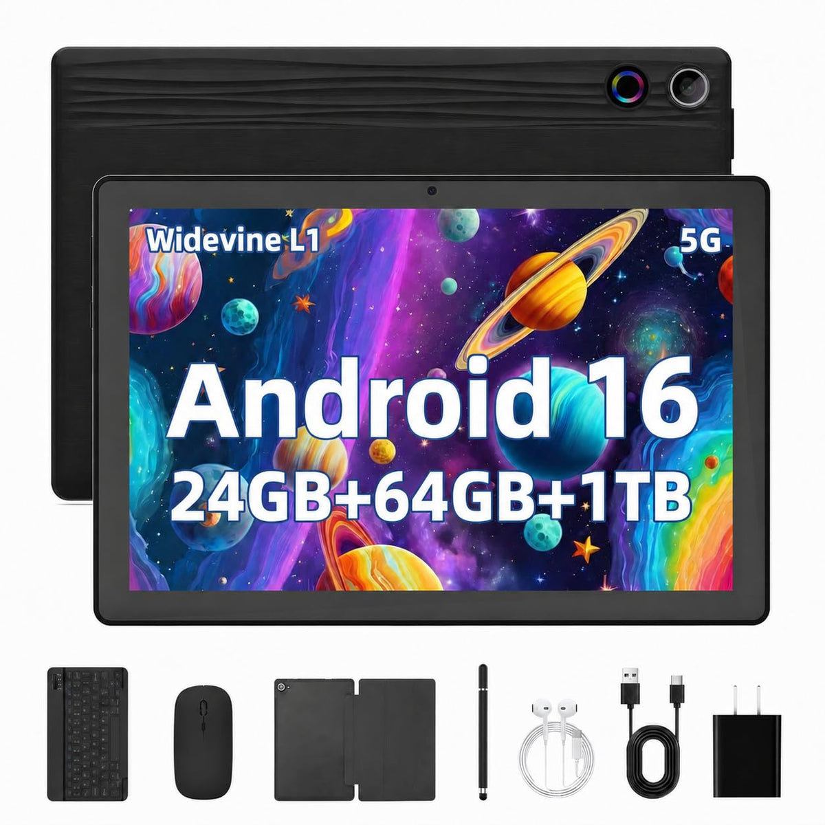 Android 16 10 Inch Tablet with Keyboard Mouse Pen Protective Case S301783