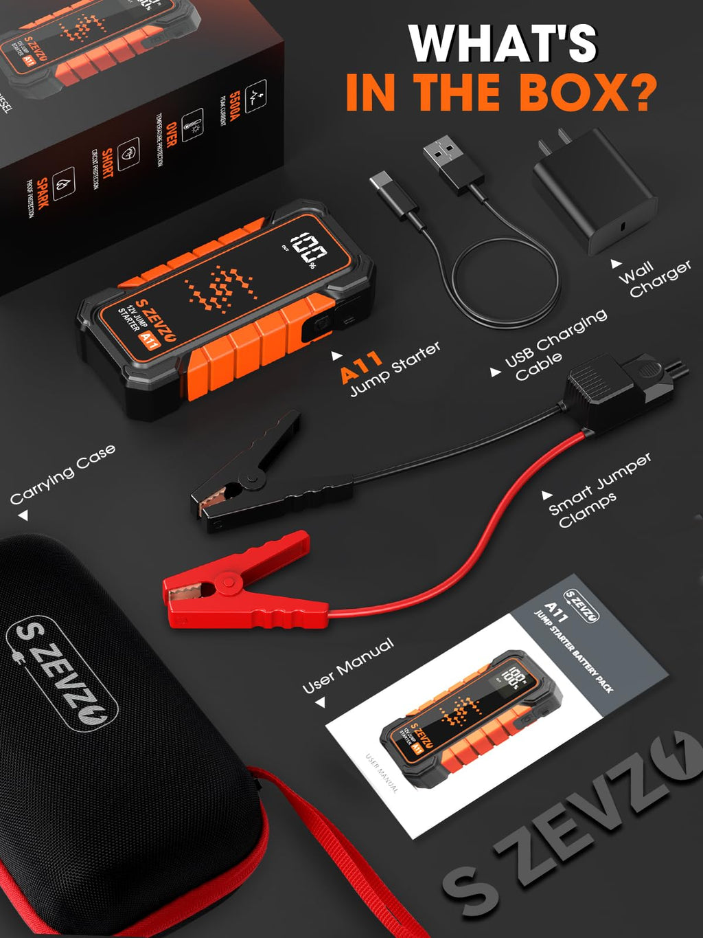 5000A Portable 12V Lithium Jump Starter with USB Charger P57502
