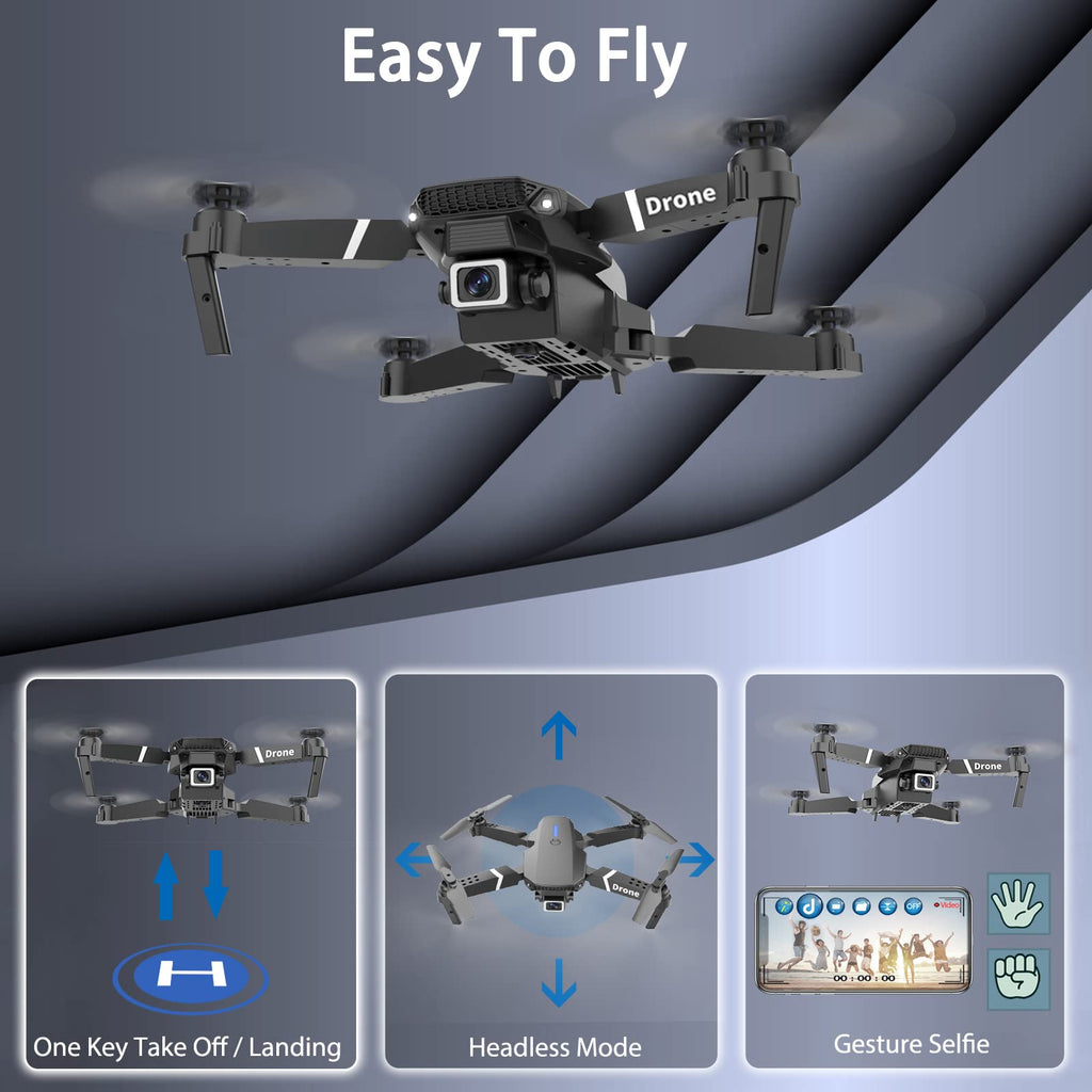 Foldable RC Quadcopter Drone with 1080P Camera, 2 Batteries, Carrying Case O137520