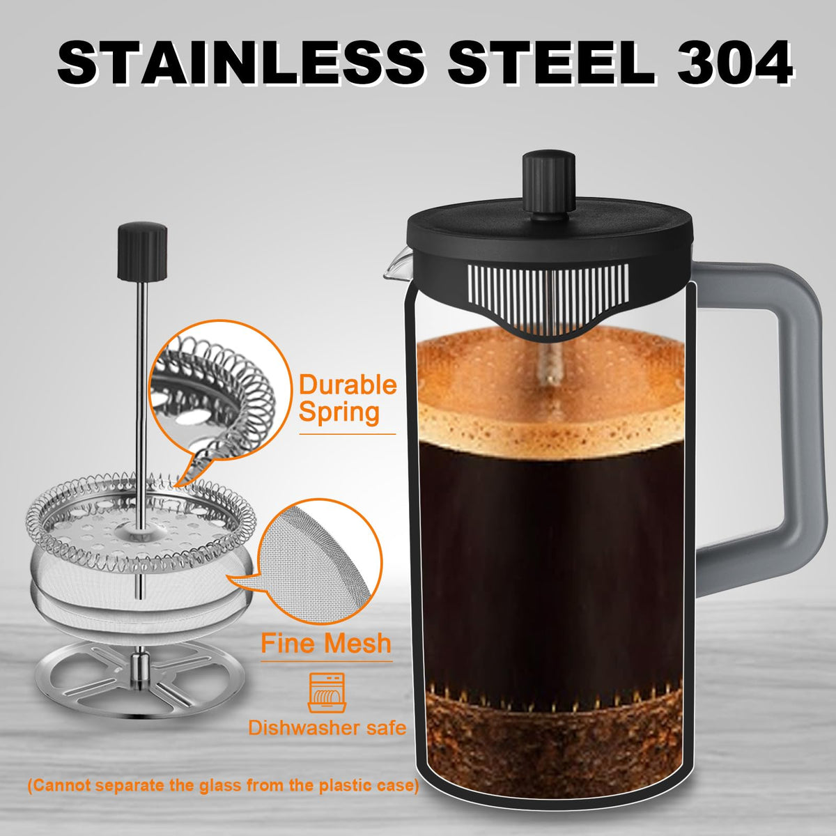 21 oz Heat-resistant Borosilicate Glass French Press Coffee Maker H259