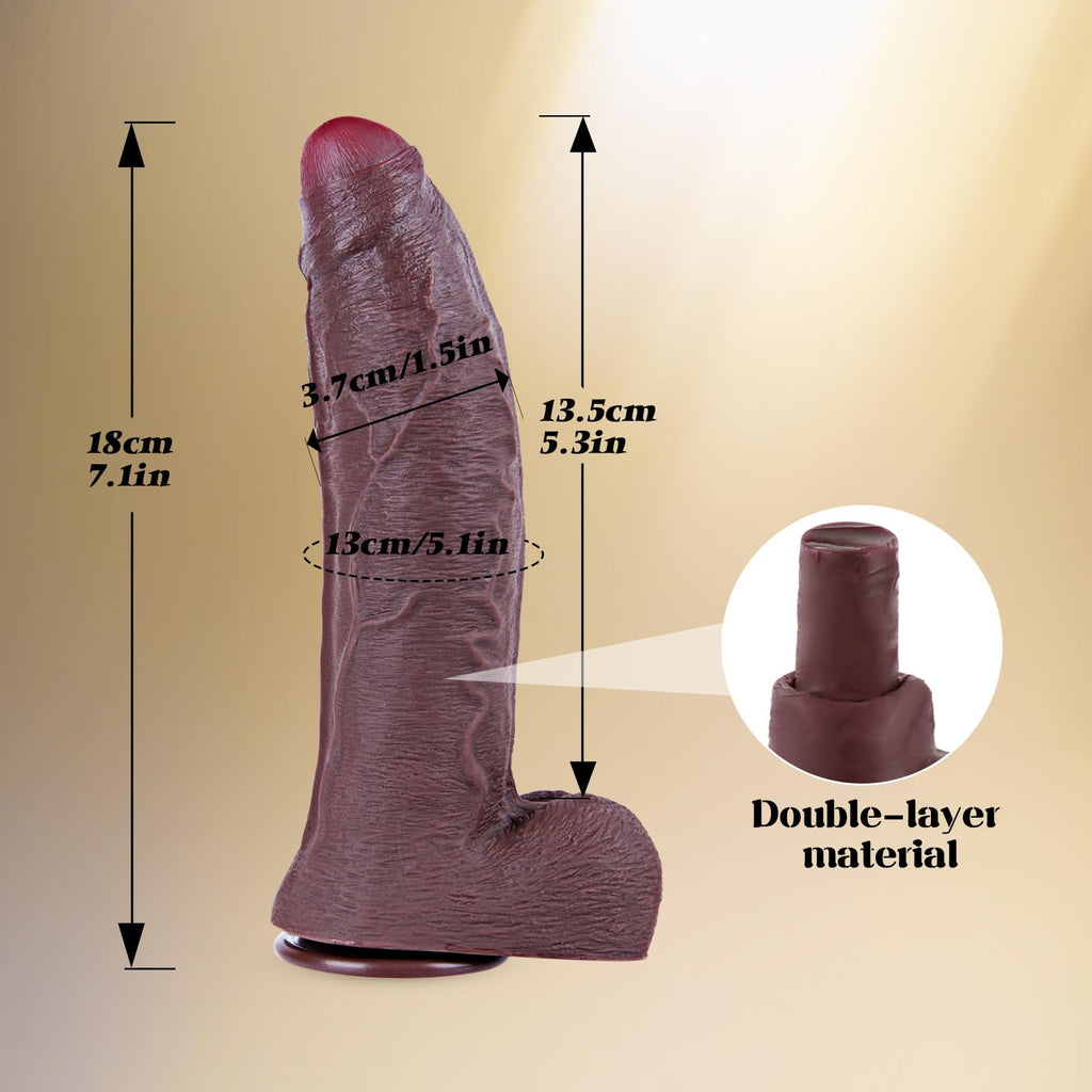 7.1" Silicone Realistic Dildo with Suction Cup Black C29199