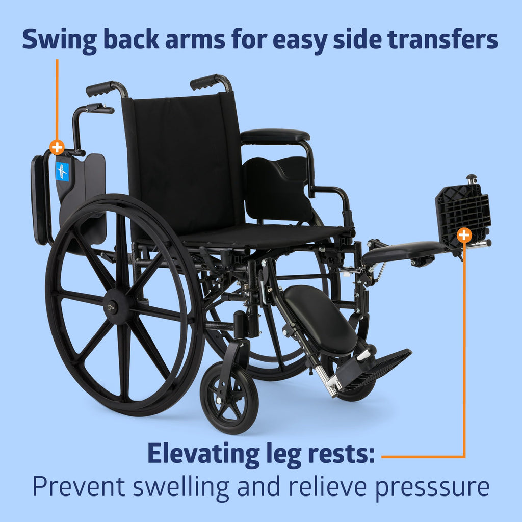 Lightweight Wheelchair with 18" Wide Seat and 300 lb. Weight Capacity J895324