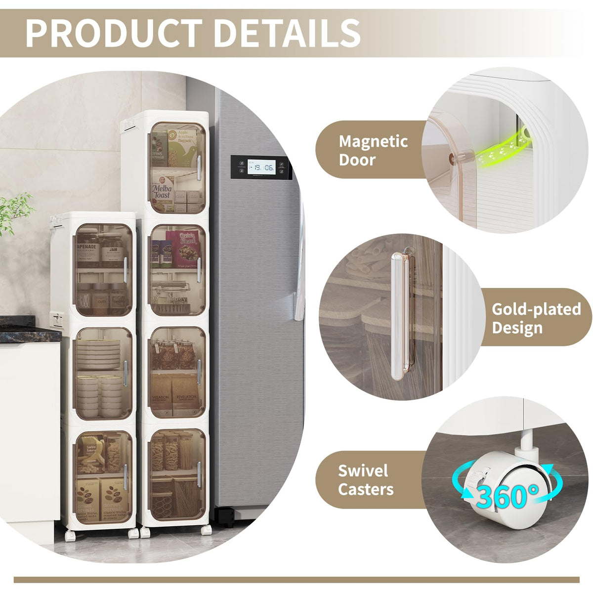 White 2 Tier Foldable Bathroom Storage Cabinet L570997