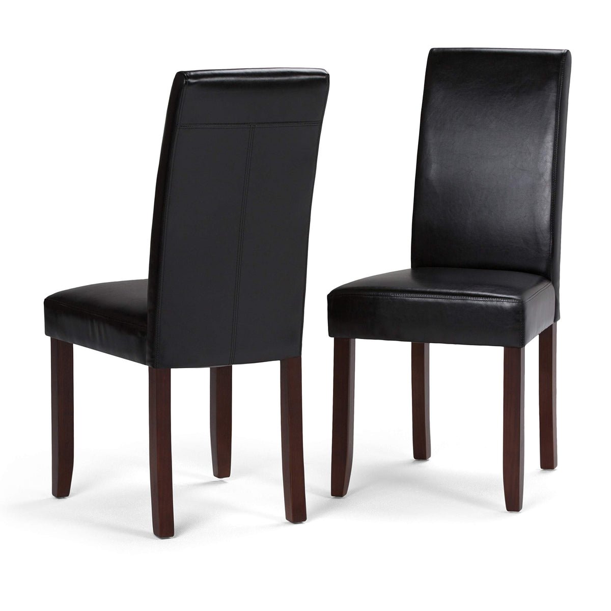 Black Vegan Leather Dining Chairs Set of 2 Q726