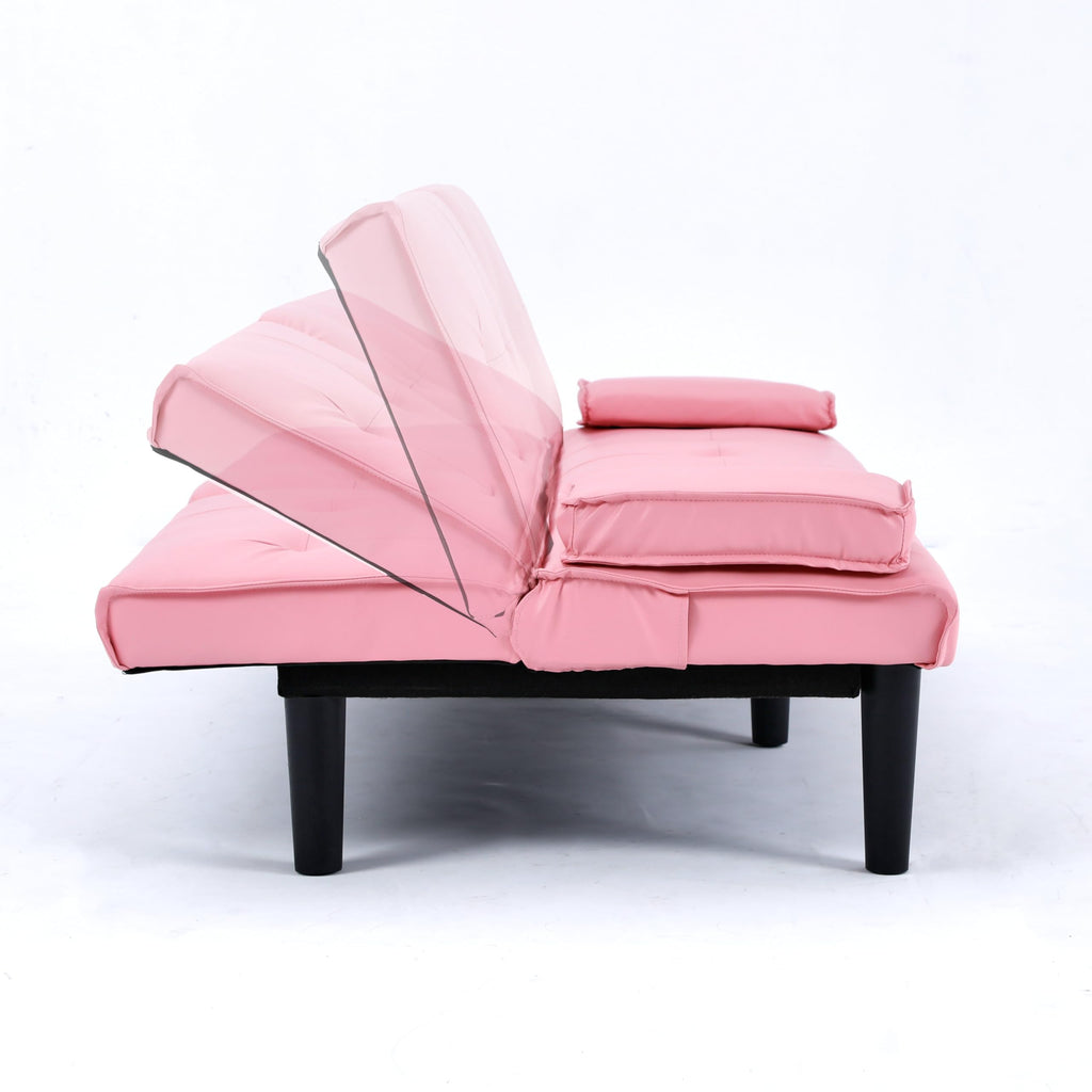 Pink 3 in 1 Convertible Sleeper Sofa Bed with Cup Holder F3659