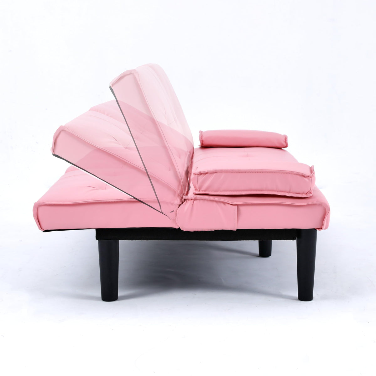 Pink 3 in 1 Convertible Sleeper Sofa Bed with Cup Holder F3659