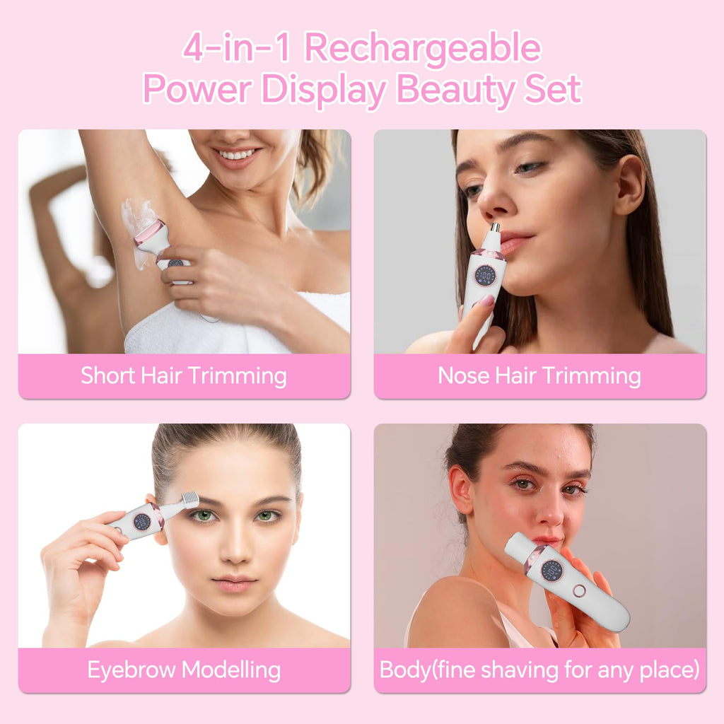 Electric Razor for Women, 4-in-1 Bikini Trimmer & Body Shaver, Rechargeable Wet/Dry L203