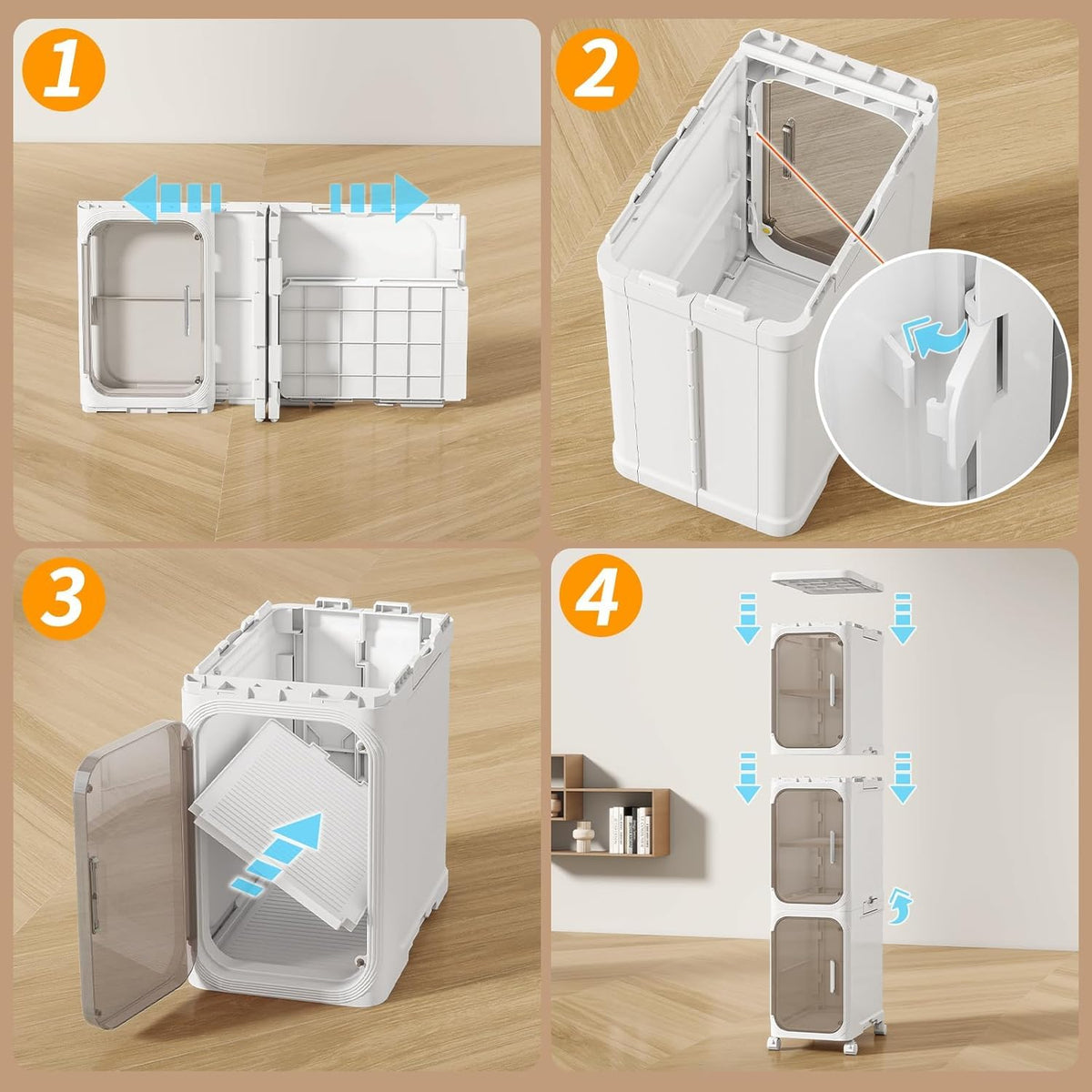 White 2 Tier Foldable Bathroom Storage Cabinet L570997