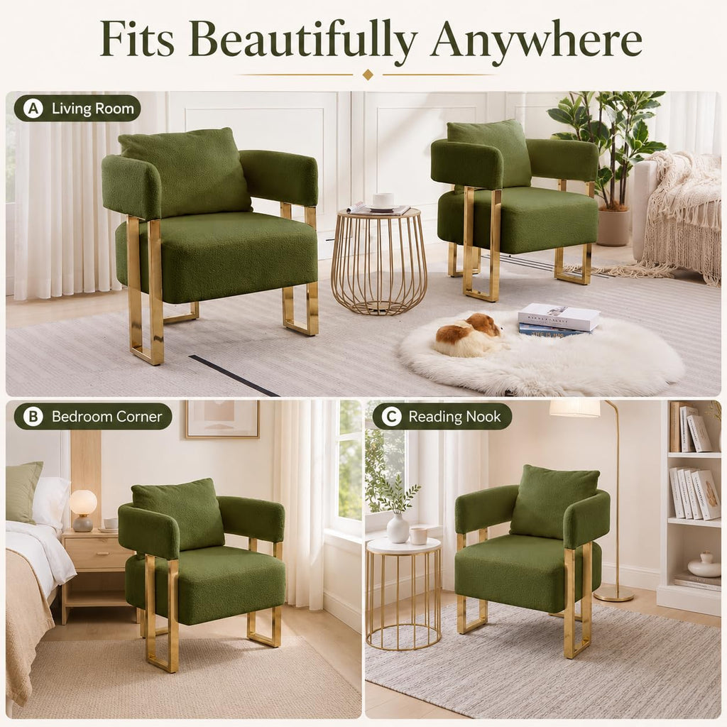 Green Teddy Accent Chair Set of 2 Upholstered Arm Chair W7548
