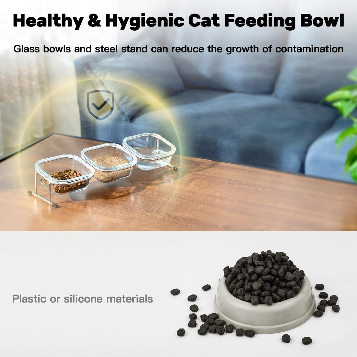 15° Tilted Glass Raised Cat Bowls X382