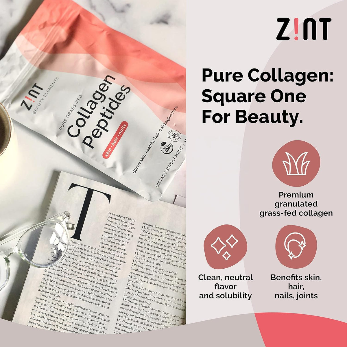 Collagen Peptides Powder 32 oz Grass-Fed Hydrolyzed Type I & III Unflavored C792968