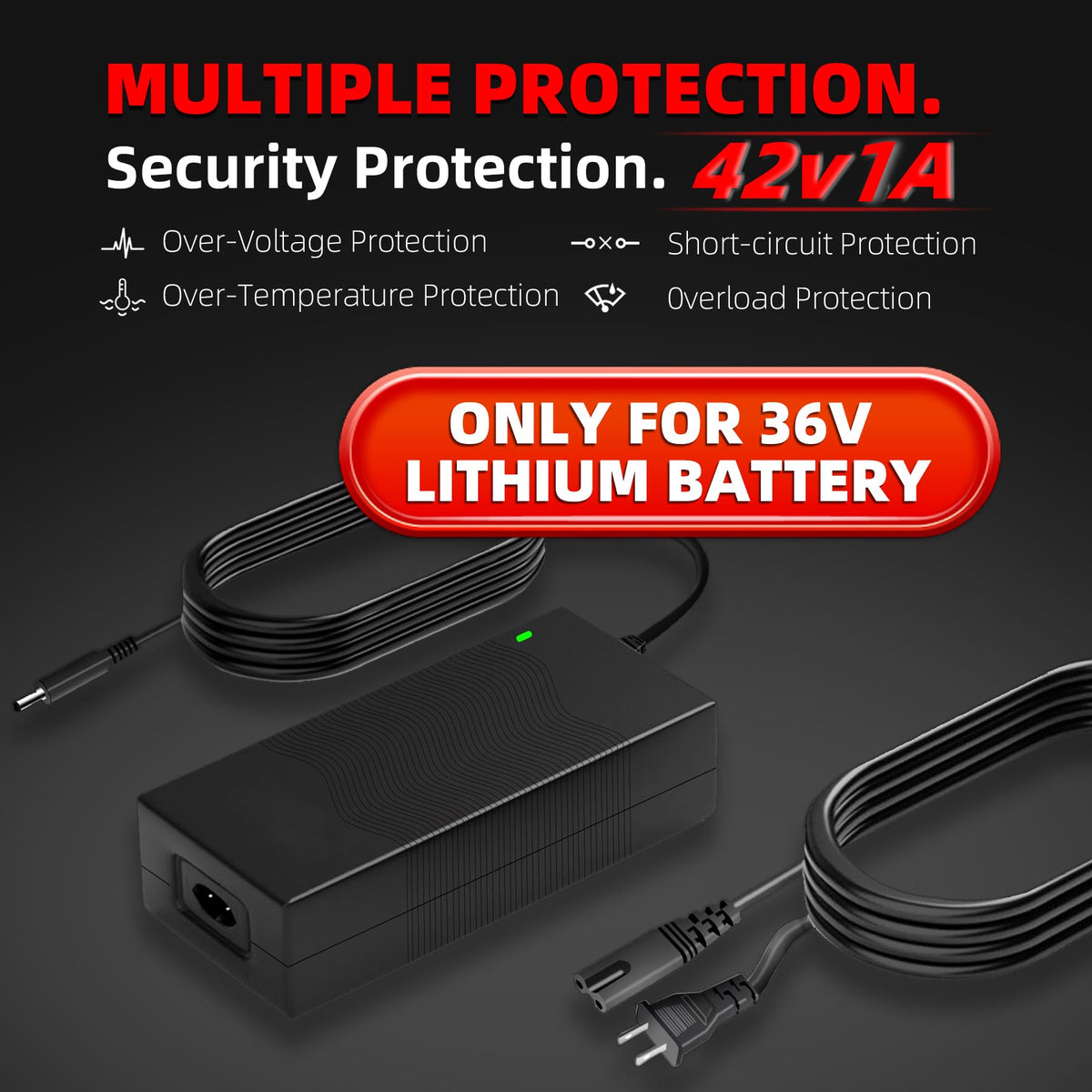 42V 1A Electric Scooter Charger with 4 Plugs L87039