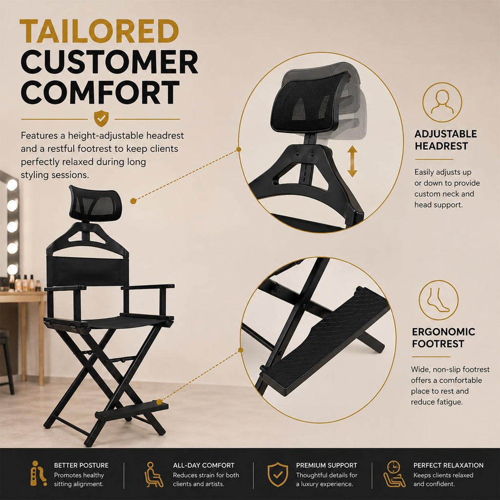 Extra Tall Height Adjustable Folding Makeup Artist Chair S996