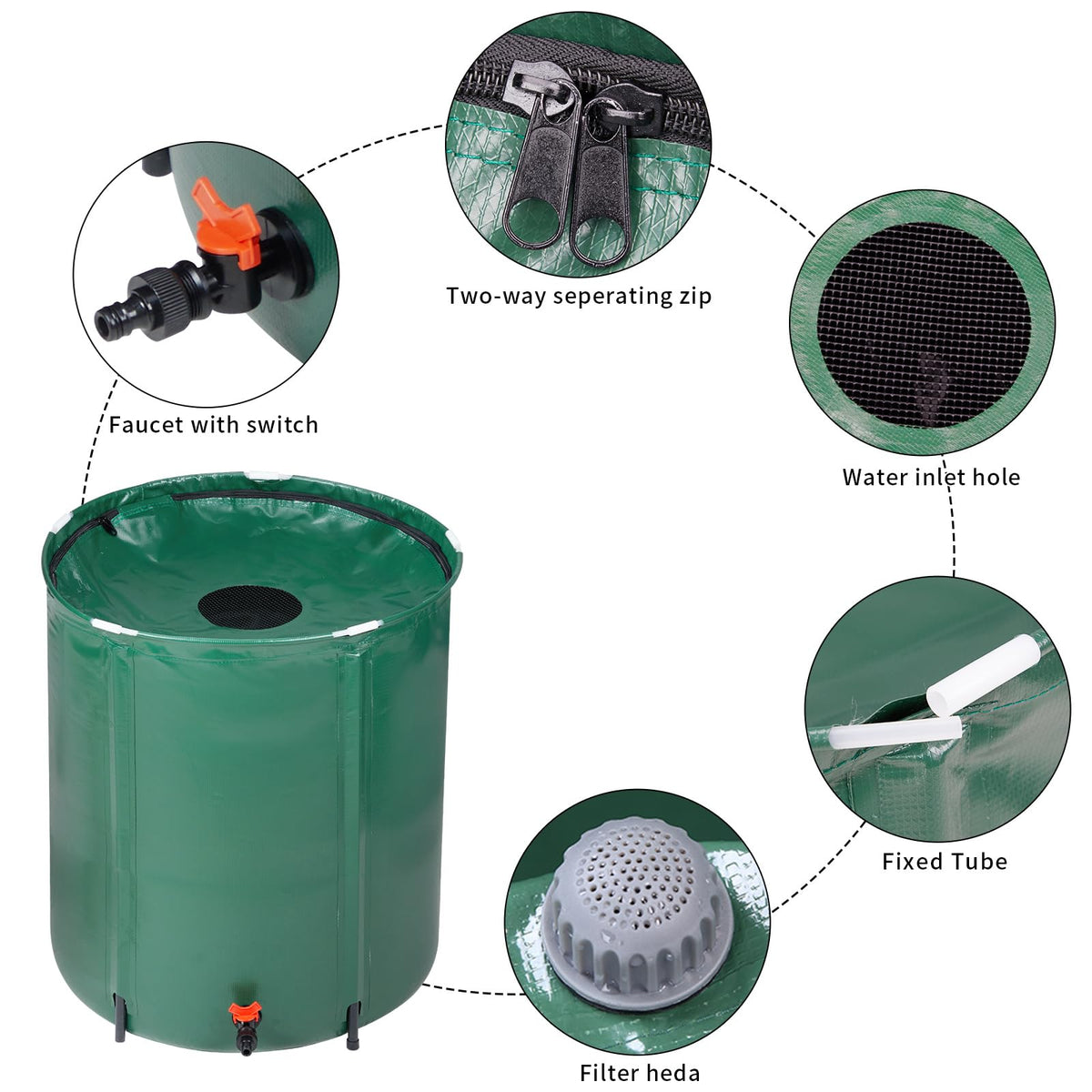 50 Gallon Portable Folding Rain Barrel with Spigots Q706343