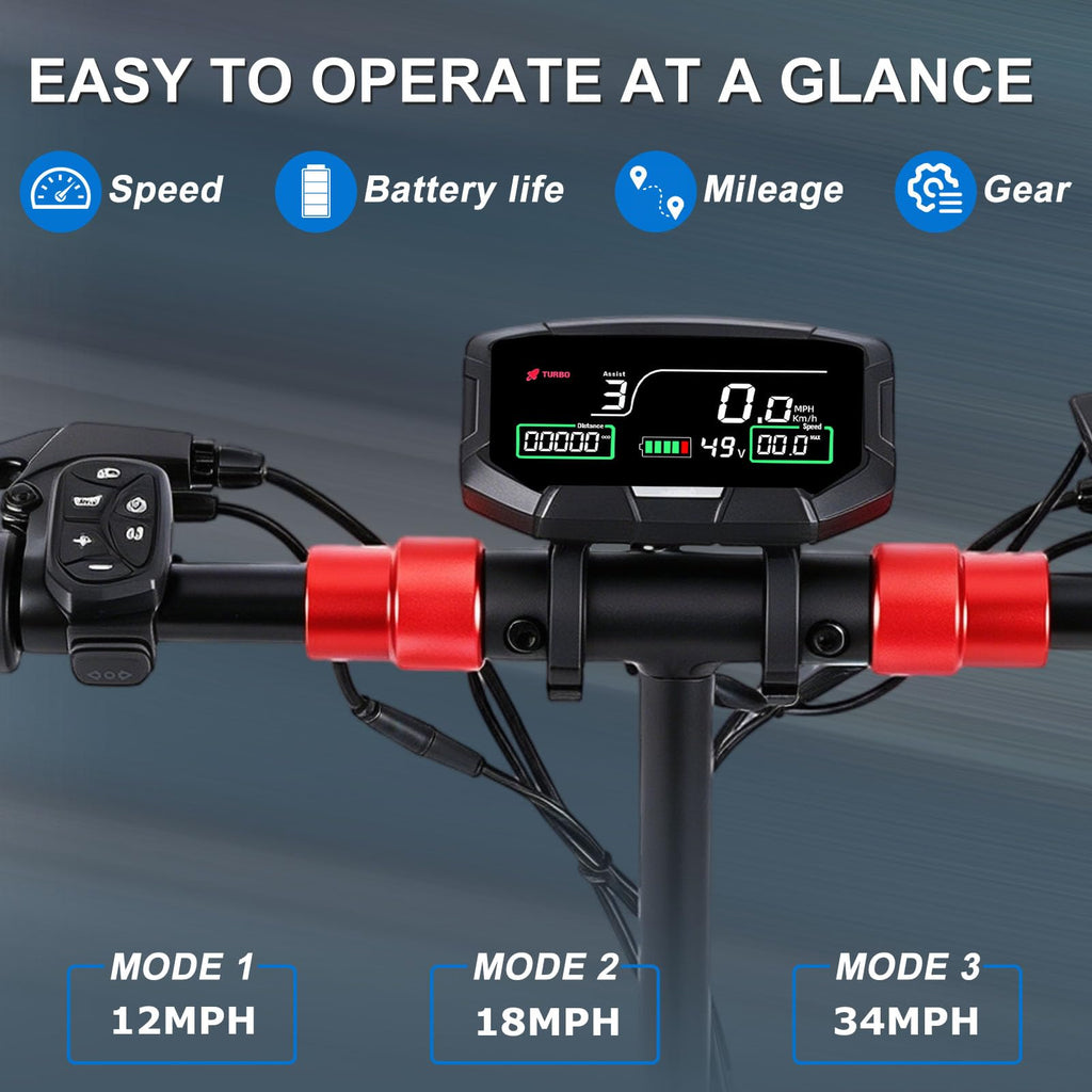 1200W 37 Mile Range 34MPH Foldable Electric Scooter with Seat P387