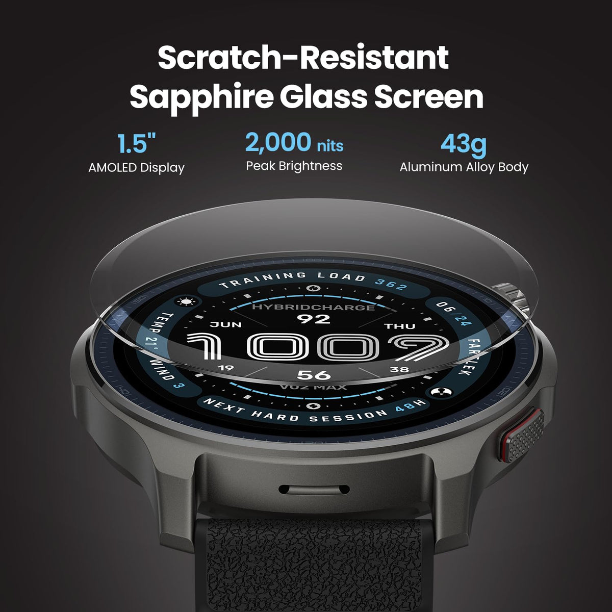 Smart Watch 1.5" AMOLED Sapphire Glass O4773