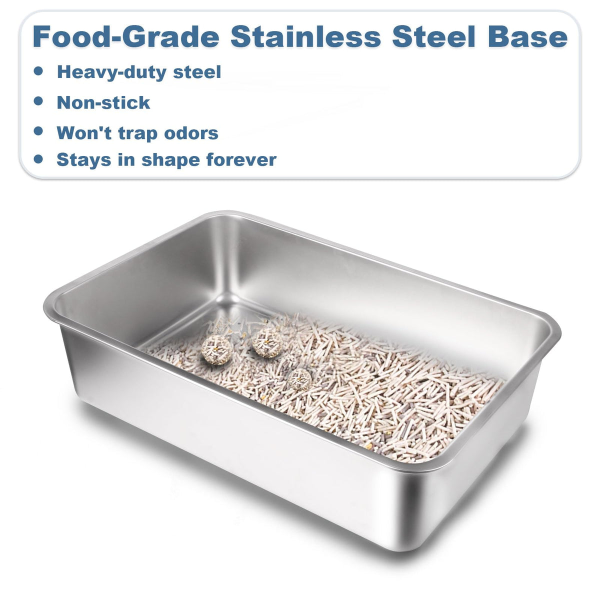 XL Stainless Steel Cat Litter Box with Lid M6003