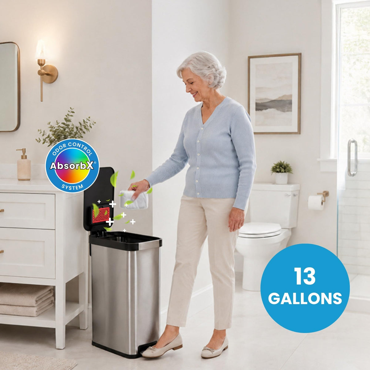 13 Gallon Stainless Steel Diaper Pail Y498
