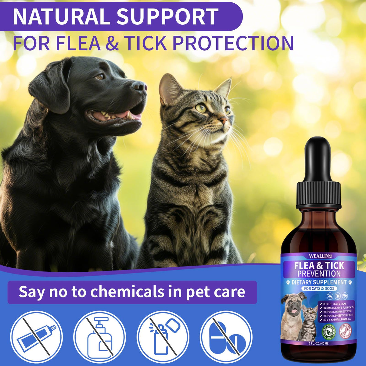 Flea and Tick Prevention for Cats & Dogs 60ml K905