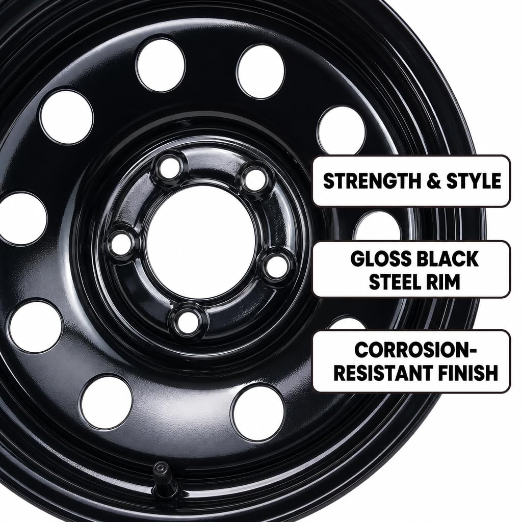 ST205/75R15 LRC 5 Lug Black Trailer Tire Rim Assembly D20379