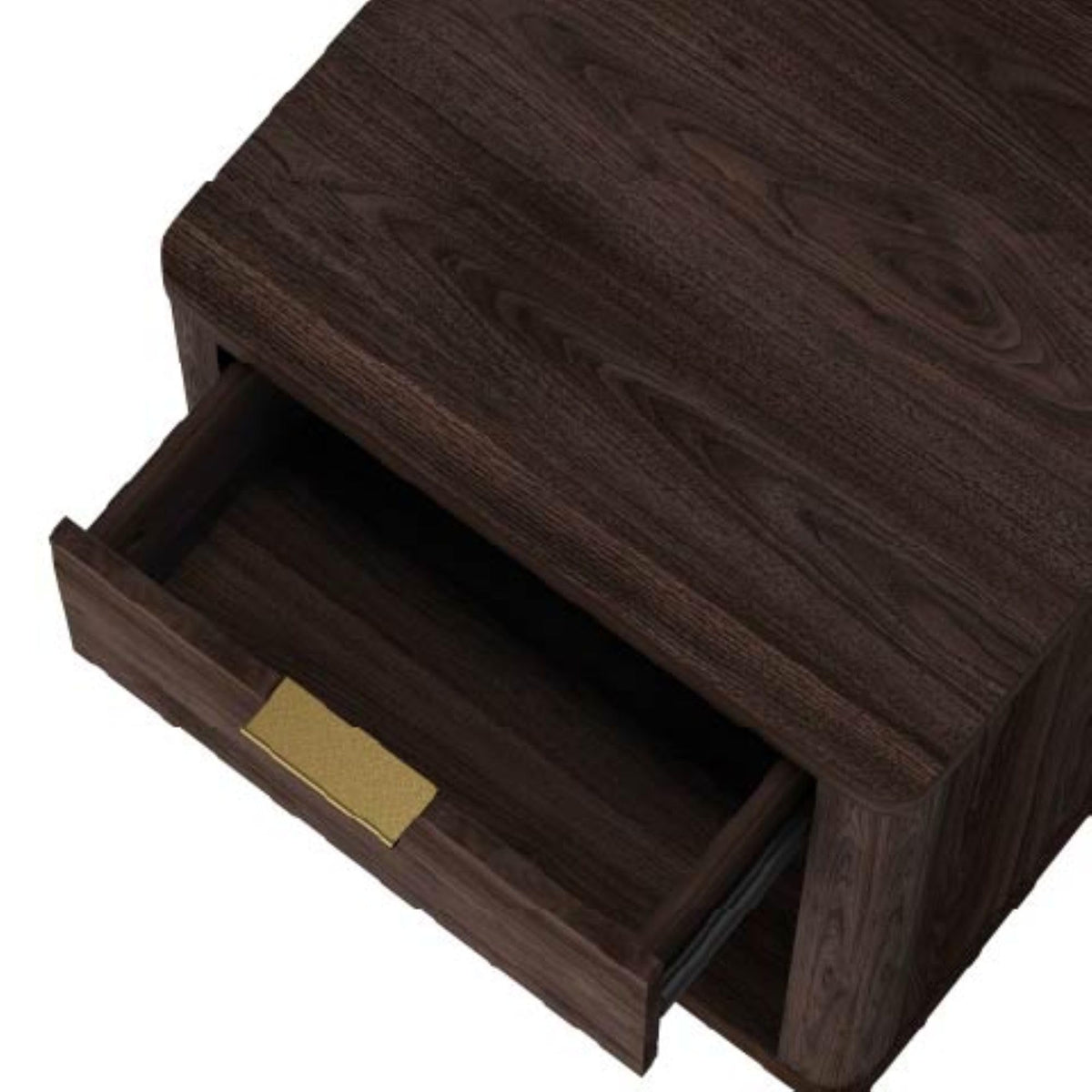 Brown Set of 2 Nightstands with Drawer and Open Shelf H7519