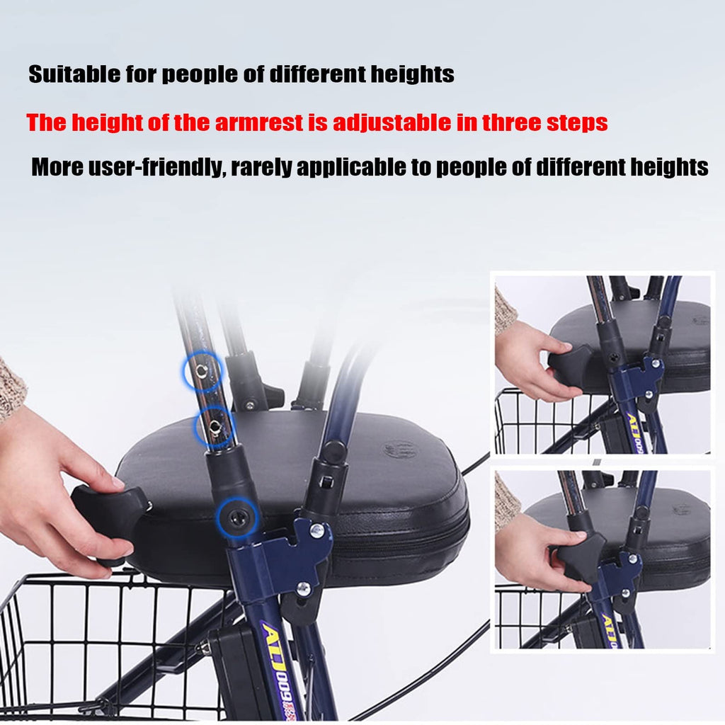 Upright Folding Rollator Walker with Seat A6794