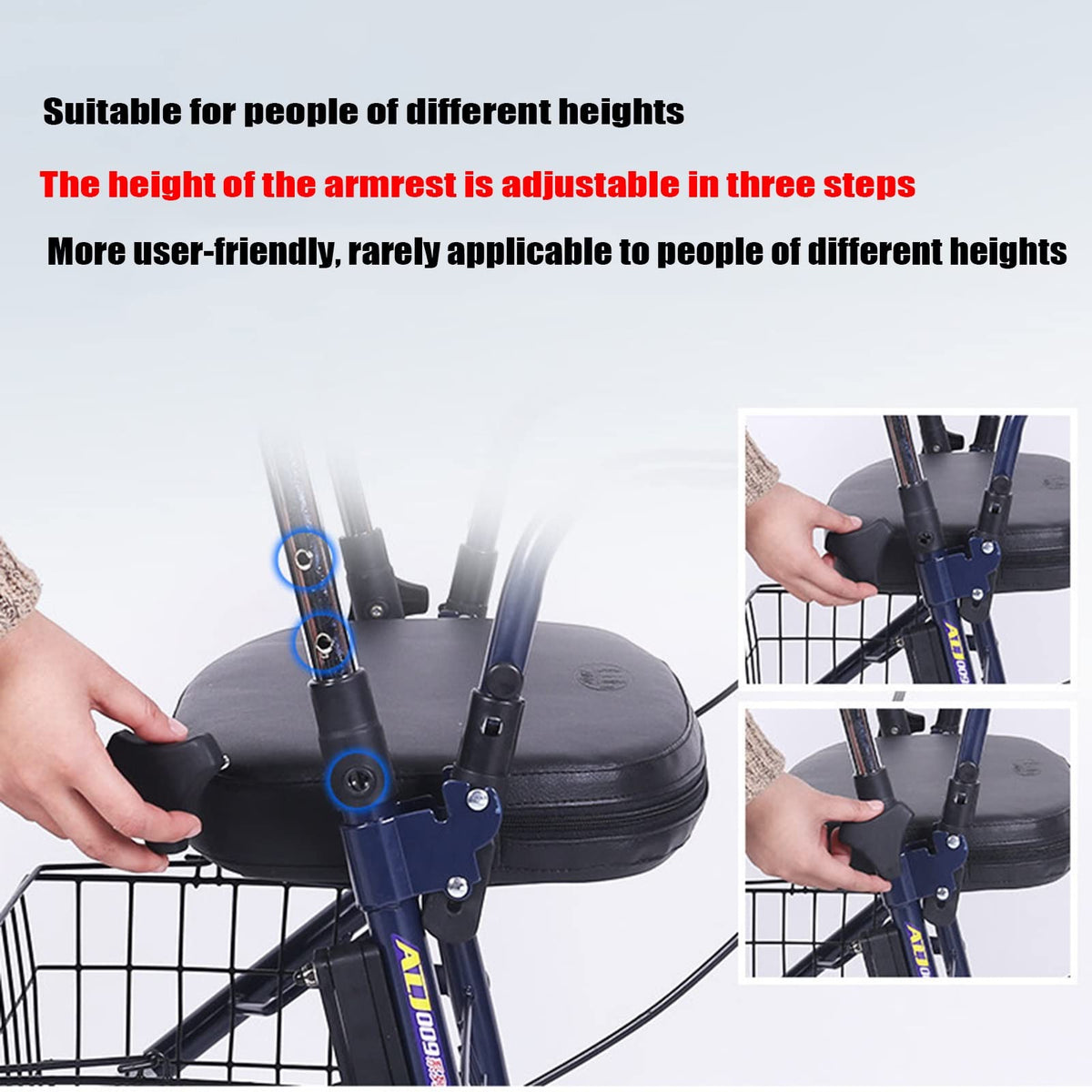 Upright Folding Rollator Walker with Seat A6794
