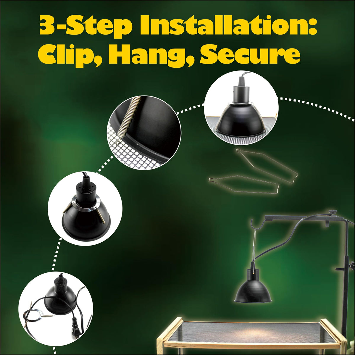 Reptile Heat Lamp Clips & Hangers Kit Stainless Steel S267557