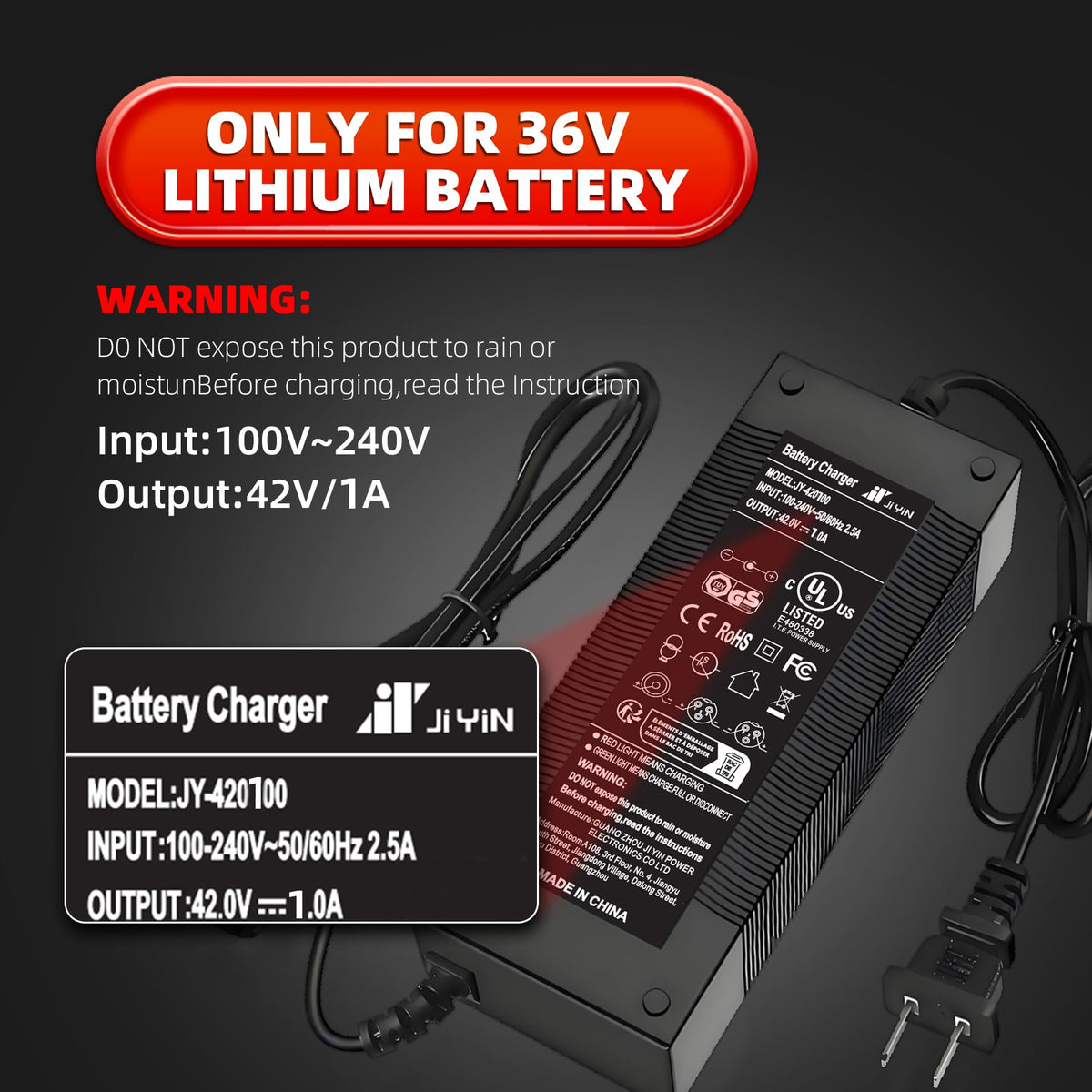 42V 1A Electric Scooter Charger with 4 Plugs L87039