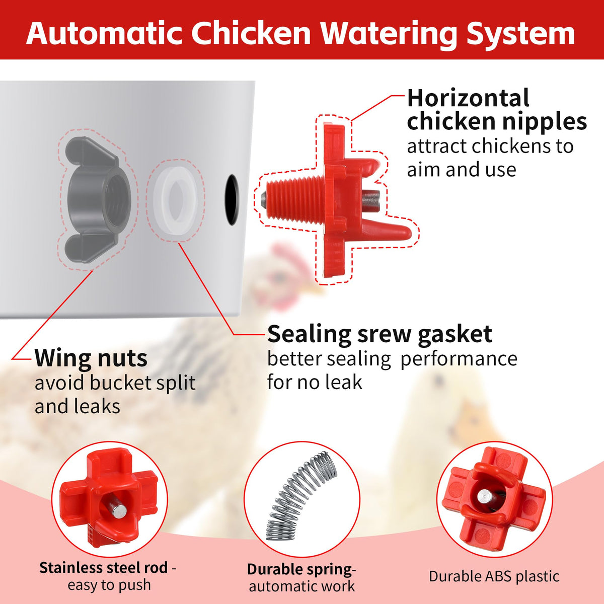 12 Pcs Horizontal Chicken Waterer Nipples with Drill Bit F1493