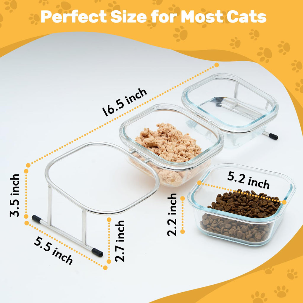 15° Tilted Glass Raised Cat Bowls X382