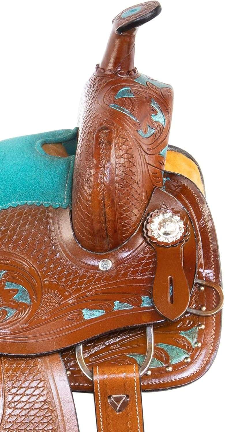 Leather Barrel Saddle with Headstall, Reins and Breast Collar V886836
