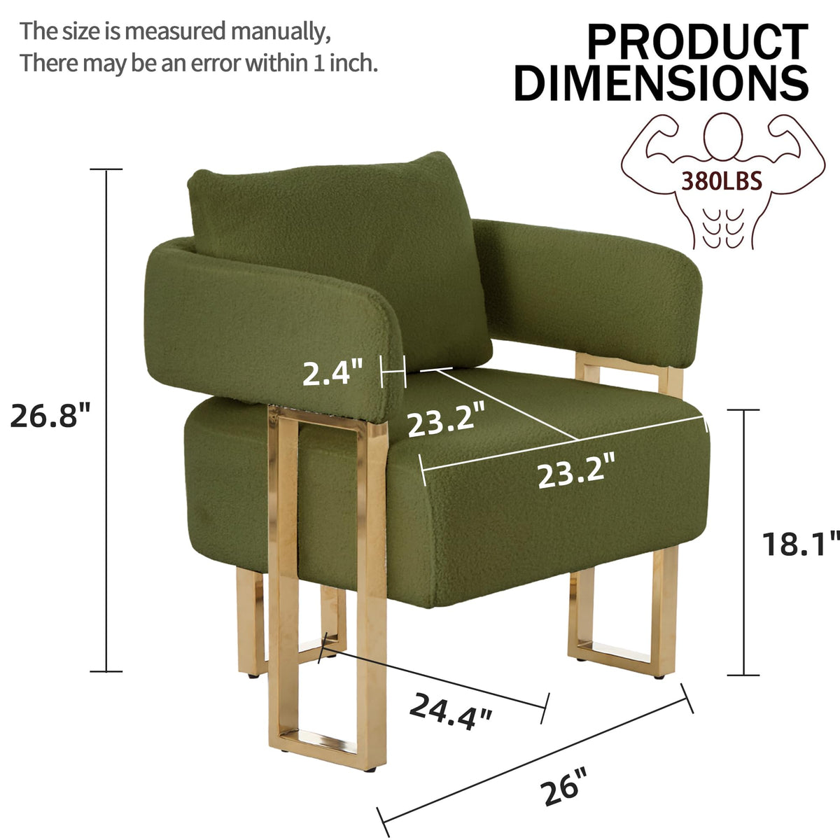 Green Teddy Accent Chair Set of 2 Upholstered Arm Chair W7548