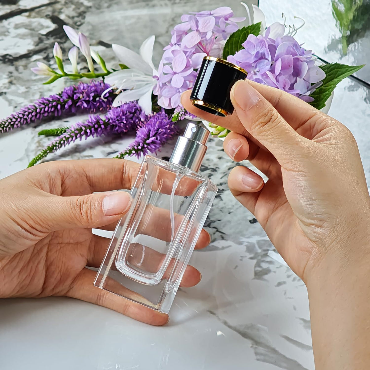 2 Pack 50ml Glass Spray Perfume Bottle Atomizer W1483