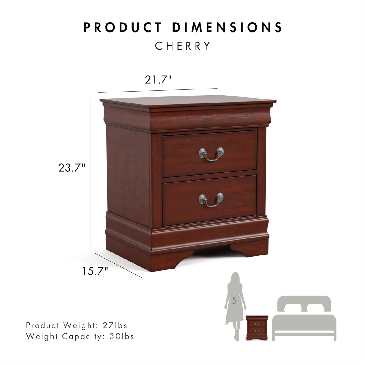 Solid Wood 2-Drawer Nightstand Set W842368