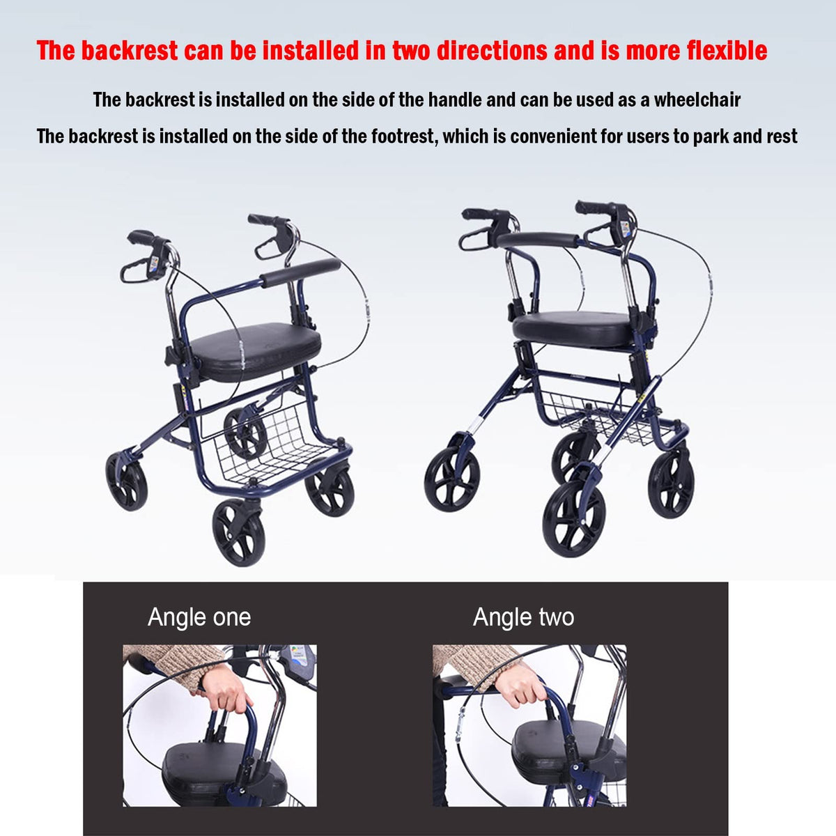 Upright Folding Rollator Walker with Seat A6794