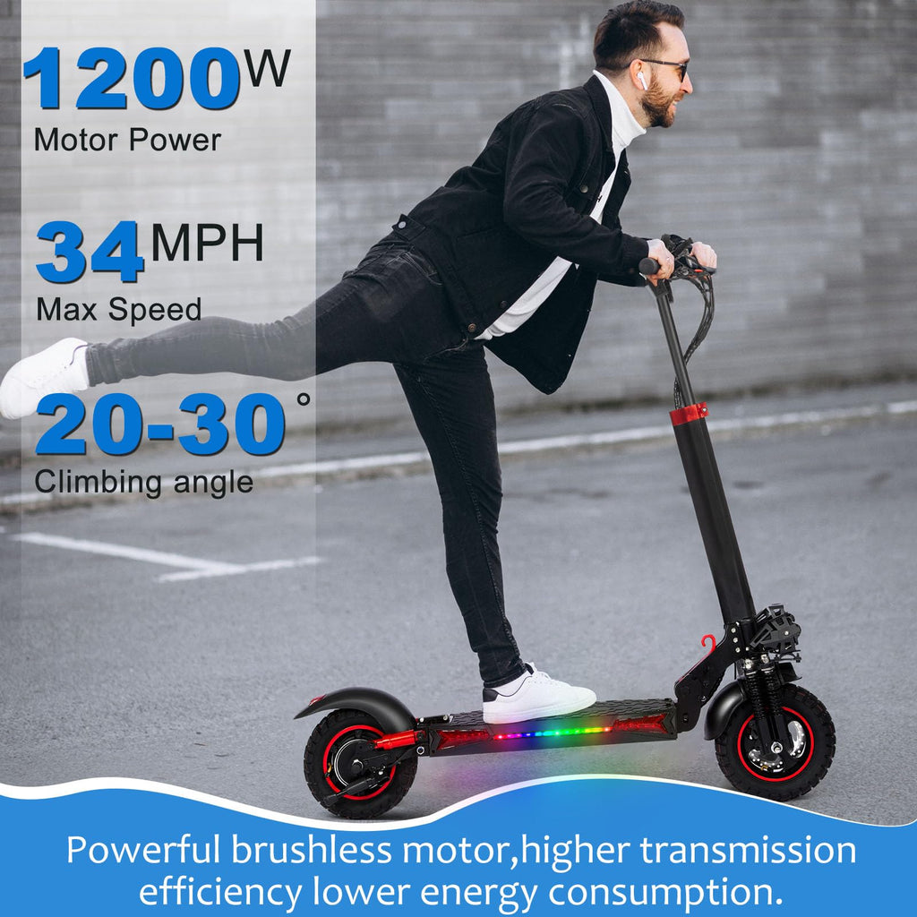 1200W 37 Mile Range 34MPH Foldable Electric Scooter with Seat P387